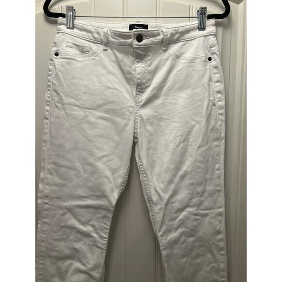Theory Women’s Dracie Mid Rise Stretch Cropped Straight Denim Jeans Sz 29 White - Picture 4 of 6